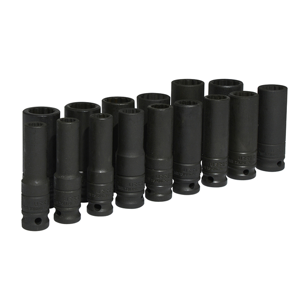 Urrea 1/2" drive 12-point deep impact socket 15PC (MM) 74203